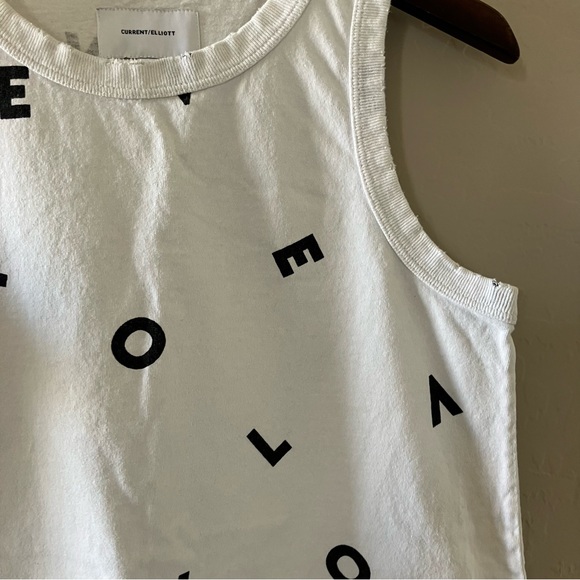 Current/Elliott White Tank Top with Black Print Love Size 1 - Picture 5 of 12